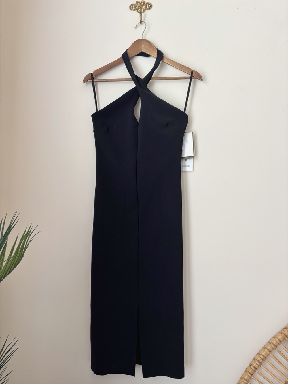 Chiara Boni Black Mansur Cutout Midi Halter Dress Sz 44 US 8 NEW MWT Cocktail - Picture 2 of 11
